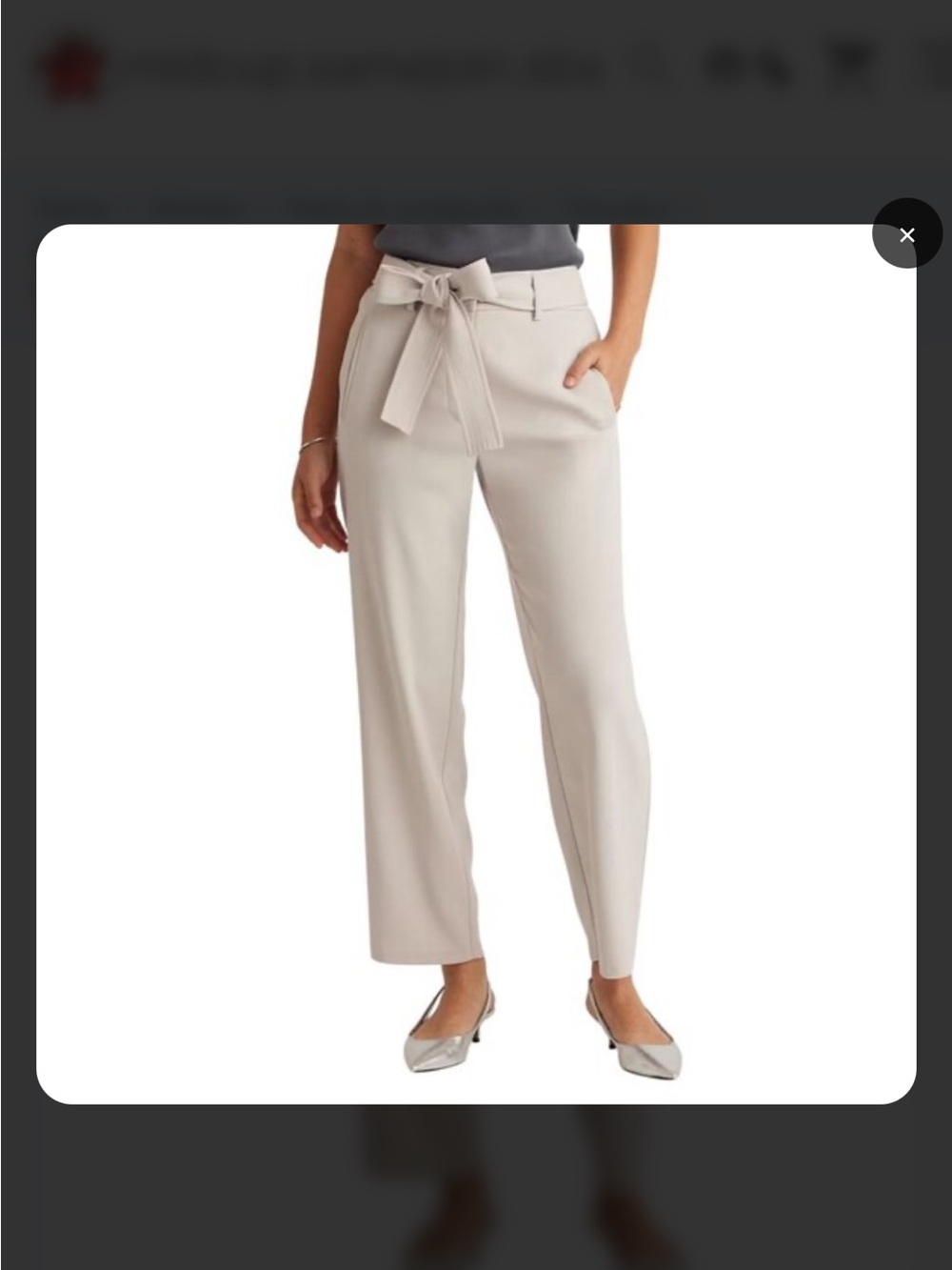 Quince Stretch Crepe Paperbag  Tie-Belt Straight Leg Pants - Cream - NWOT